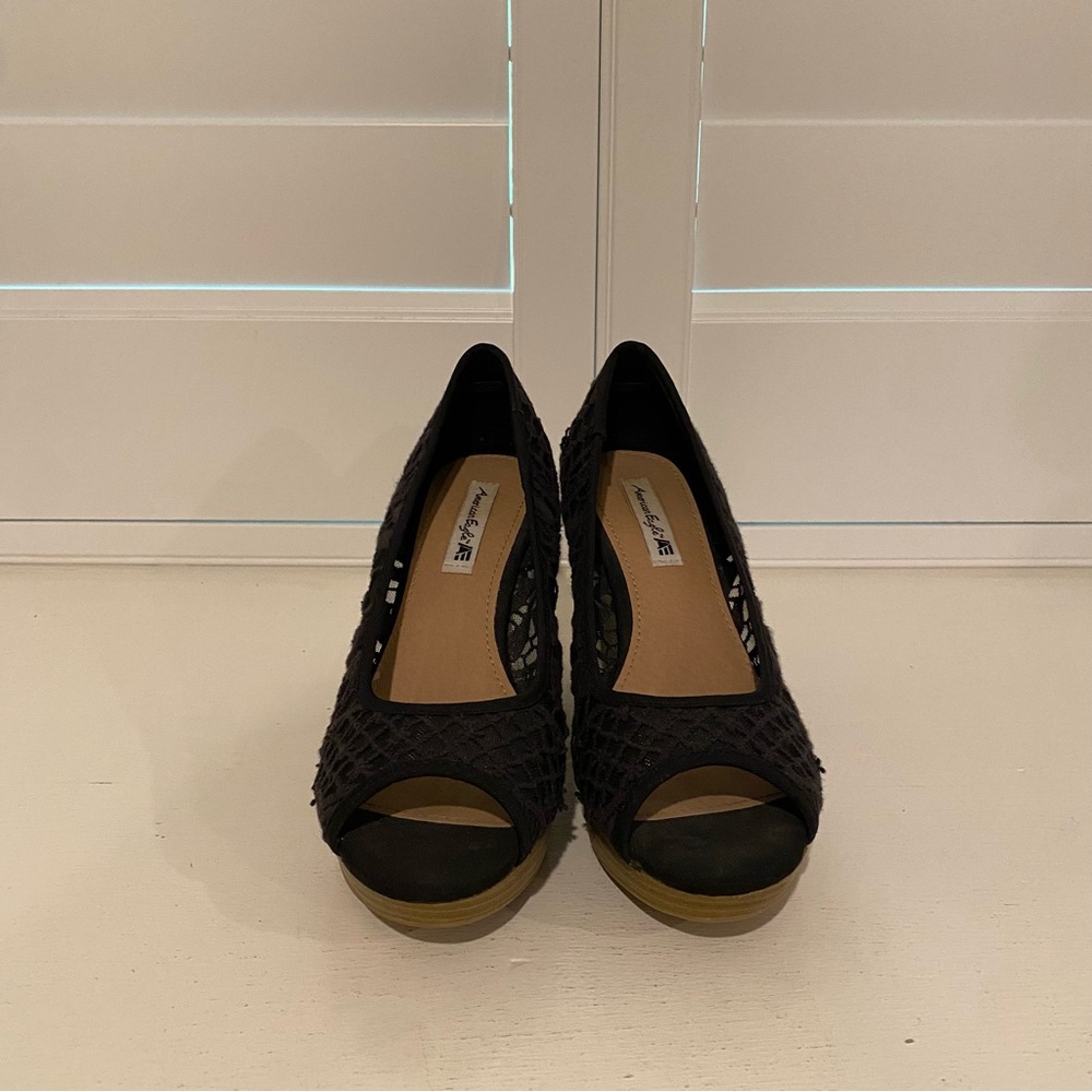 Black Wedge Heels